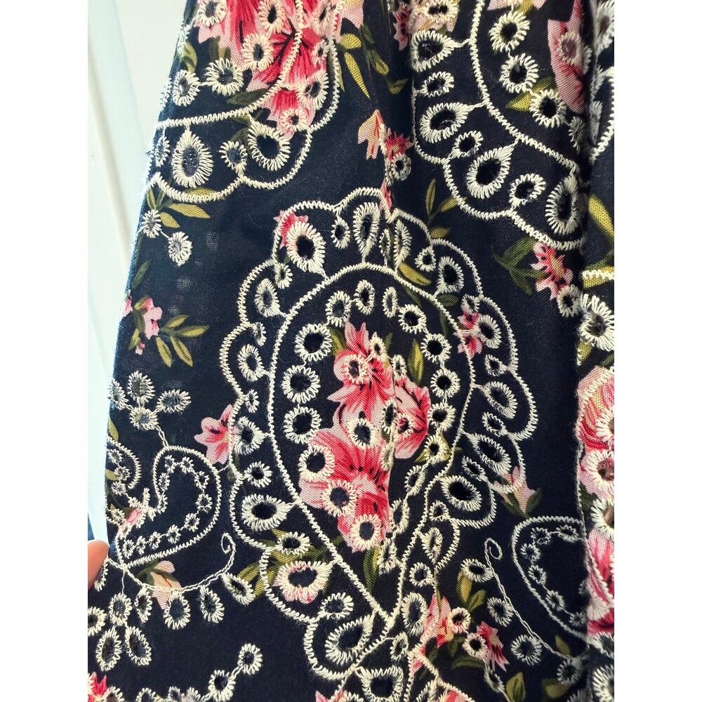 Unique Vintage Strappy Floral Paisley Eyelet Lace Midi Dress Size XL Party - Picture 4 of 8